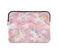 Laptop Sleeve Case 15-16 Inch Soft Laptop Bag with Zipper Cute Cartoon White Rainbow Unicorns Case Hard Cover with Zipper for Travel Business forro para