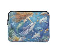 Laptop Sleeve Case 15-16 Inch Soft Laptop Cases Mermaid Playing with Dolphins Case Hard Cover with Zipper for Travel Business case para laptop