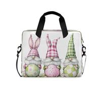 Laptop Sleeve Case 15-16 Inch Soft Lining Sleeve for Laptop Pink Green Buffalo Plaid Rabbit Gnomes Eggs Easter Travel Bag Handbag for Travel Business