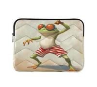 Laptop Sleeve Case 15-16 Inch Soft Lining Travel Laptop Sleeve Bag Cartoon Dancing Green Frog Funny Tablet Briefcase Carrying Bag for Work Travel