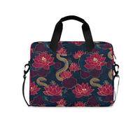 Laptop Sleeve Case 15-16 Inch Stylish Computer Case Animal Cobra Water Lily Red and Gold Computer Sleeve with Zipper for Men Women