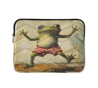 Laptop Sleeve Case 15-16 Inch Thin Computer Cases for Laptop Retro Dancing Green Frog Funny Oil Painting Computer Briefcase with Zipper for Work Travel