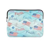 Laptop Sleeve Case 15-16 Inch Thin Laptop Bag with Zipper Faith over Fear Illustration Flag Blue Computer Carrying Bag for Men Women estuche para