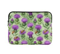Laptop Sleeve Case 15-16 Inch Thin Laptop Case Bag Scottish Thistle Bee Lover Purple Computer Bag with Zipper for Work Journey