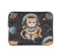 Laptop Sleeve Case 15-16 Inch Water Resistant Computer Bag Adorable Space-themed Cat Illustration Computer Carrying Bag for Travel Business funda para laptop