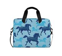 Laptop Sleeve Case 15-16 Inch Water Resistant Computer Bag Hand-Drawn Horse Electric Blue Case Bag with Zipper for Men Women