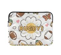 Laptop Sleeve Case 15-16 Inch Water Resistant Laptop Carrying Case with Zipper Rugby Ball Goal White Brown Pattern Case with Zipper for Men Women forro para