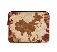 Laptop Sleeve Case 15-16 Inch Water Resistant Laptop Storage Bag Retro Asican Continent Brown Travel Laptop Sleeve Bag for Work Travel funda para