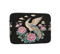 Laptop Sleeve Case 15 inch, Shockproof Protective Laptop Cover Black Background, Golden White, Phoenix, Peony Flower Briefcase Portable Carrying Computer Bag