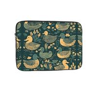 Laptop Sleeve Case 15 inch, Shockproof Protective Laptop Cover Duck Pattern Green Briefcase Portable Carrying Computer Bag