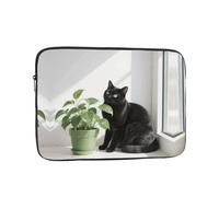 Laptop Sleeve Case 17 inch, Shockproof Protective Laptop Cover Black Cats and Green Flowers Briefcase Portable Carrying Computer Bag