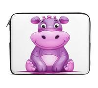 Laptop Sleeve Case Cartoon Purple Hippo Notebook Protective Bag Multi-Color Girls Laptop Cover, For Office, Computer, Travel, 15In