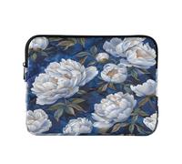 Laptop Sleeve Case Concise Case Hard Cover with Zipper 15 Inch 16 Inch Vintage White Peony Flowers estuche para L