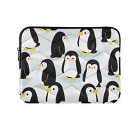 Laptop Sleeve Case Concise Computer Bag 13 Inch 14 Inch Childish Penguin Black White Computer Sleeve with Zipper