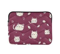 Laptop Sleeve Case Concise Sleeve for Laptops 13 Inch 14 Inch Doodle Style Cat Burgundy Case Bag with Zipper Work Journey