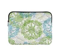 Laptop Sleeve Case Cool Laptop Zipper Case 13 Inch 14 Inch Lacy Green Blue Crochet Pattern Computer Briefcase with Zipper