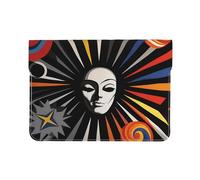 Laptop Sleeve Case Cover MacBook 13 in Laptop Case Microfiber Pu Leather Materia Circus Background, Retro Futurism
