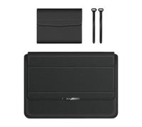 Laptop Sleeve Case for 13/14inch PU Leather Fashion Casual Computer Bag with Invisible Stand for College Travel Commuting, Black