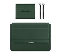 Laptop Sleeve Case for 13/14inch PU Leather Fashion Casual Computer Bag with Invisible Stand for College Travel Commuting, Dark Green