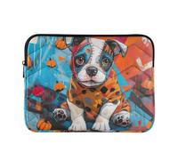 Laptop Sleeve Case Soft Lining Computer Case 13 Inch 14 Inch Halloween Puppy Memphis Art Style Notebook Computer Pocket
