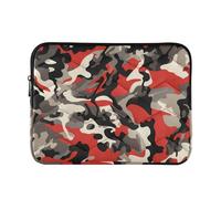 Laptop Sleeve Case Soft Lining Laptop Sleeve Bag 13 Inch 14 Inch Camouflage Red Computer Case with Zipper Work Journey