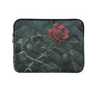 Laptop Sleeve Case Soft Lining Laptop Sleeves 13 Inch 14 Inch A Blooming Red Rose with Thorns Wrapped Around It Travel Sleeve Bag