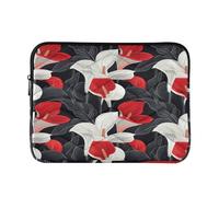 Laptop Sleeve Case Thin Computer Bag with Zipper 15 Inch 16 Inch Elegant Flower Calla Lily Ethnic Art Red Black fundas para L