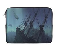 Laptop Sleeve Case Undersea Shipwreck Briefcase Bag Durable Shockproof Laptop Cover, For Office, Travel, Notebook, 15In