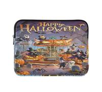 Laptop Sleeve Case Water Resistant Carrying Bag with Zipper 15 Inch 16 Inch Evil Orange Pumpkin for Halloween von holzhausen L