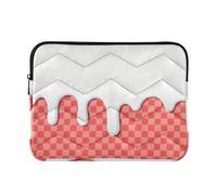 Laptop Sleeve Case Water Resistant Case for Laptop 13 Inch 14 Inch Red Ice Cream Plaid Checked Carrying Bag with Zipper Work Journey