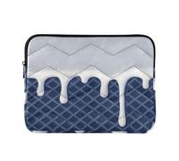 Laptop Sleeve Case Water Resistant Sleeve for Laptops 15 Inch 16 Inch Waffle Grid Ice Cream Dark Blue forro para L