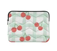 Laptop Sleeve Case Waterproof Laptop Bag Briefcase 13 Inch 14 Inch Red Cherry Checkerboard Computer Case with Zipper Work Journey