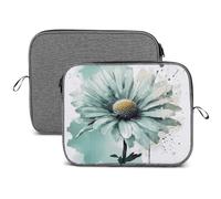Laptop Sleeve Case Waterproof Shock Resistant Notebook Protective Bag Lightweight Mint Green Watercolor Daisy Travel Carrying Case Compatible 13-14 Inch Laptop