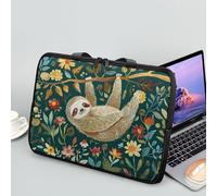 Laptop Sleeve Case with Top Handle Funny Sloth Pattern Girls Boys School Students 12 Inch Computer Carrying Bag PU Leather Laptop Handbag