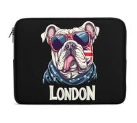 Laptop Sleeve I Love London English Bulldog Eyesglasses Briefcase Bag Soft Anti-Scratch Laptop Cover, For Computer, Travel, Notebook, 15In