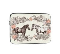 Laptop Sleeve Laptop Case Bag Shockproof Computer Carrying Bag Flowers and Horses Hand Drawn Briefcase Handbags 15 inch