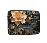 Laptop Sleeve Laptop Case Bag Shockproof Computer Carrying Bag Gold Flowers on Black Briefcase Handbags 15 inch
