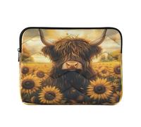Laptop Sleeve Laptop Cover Computer Carrying Case Case Notebook Bag Briefcase Cushion Protective L Sunflower Bush High Ground Cow