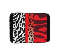 Laptop Sleeve Red Leopard And Zebra Animal Briefcase Bag Soft Water Resistant Laptop Bag, For Travel, Notebook, Office, 15In