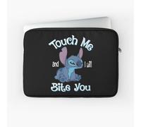 Laptop Sleeve Stitch And LiloStitch Touch Me And I Will Bite You 10 12 13 15 17 Inch Case Notebook Tablet Carrying Bag Cover