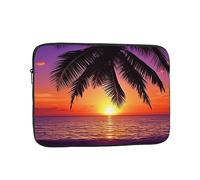 Laptop Sleeve Sunset Ocean with Tropical Palm Trees Twilight Scenery Laptop Case Waterproof Computer Carrying Cover Shockproof Laptop Protector for Travel Work 10 inch