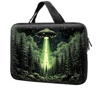 Laptop Sleeve with Handle 12 Inch, Waterproof Laptop Case Bag, Green UFO Pattern Design Computer Sleeve Compatible with MacBook Air, Pro, HP, Dell, Lenovo, ASUS