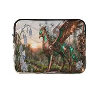 Laptop Sleeves Bag 13-14 Inch Water Resistant, Steampunk Griffin with Fantasy Flowers, Computer Sleeve with Zipper for Journey Work Business