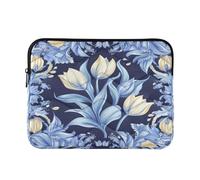 Laptop Sleeves - Floral Pattern with Blooming Tulips Quilting Protective Computer Sleeve Bag Designed to be Slim & Lightweight Portable Laptop case for Business Work-M