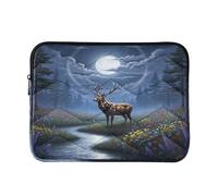 Laptop Sleeves - Moonlit Deer Forest Quilting Protective Computer Sleeve Bag Designed to be Slim & Lightweight Portable Laptop case for Business Work-L