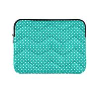 Laptop Sleeves - Polka Dots on A Turquoise Quilting Protective Computer Sleeve Bag Designed to be Slim & Lightweight Portable Laptop case for Business Work-M
