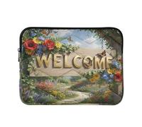 Laptop Sleeves - Welcome Floral Path Quilting Protective Computer Sleeve Bag Designed to be Slim & Lightweight Portable Laptop case for Business Work-M
