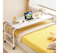 Laptop Stand Computer Standing Desk，Over Bed Desk Height Adjustable 65-95cm Food Tray Desk Rolling Medical Table Mobile Multi-Functional Table Standing Workstation for Eating Reading Work(Color:White)