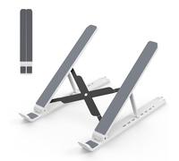Laptop Stand for Desk, Adjustable Laptop Riser ABS+Silicone Foldable Portable Computer Holder, Ventilated Cooling Notebook Stand for 10-15.6” Laptops, Tablet-White