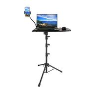 Laptop Stand Tripod - Adjustable Laptop Holder with Phone Mount | Heavy- Duty Alloy Tripod Stand with Tray | Height Adjustable 0.65-1.6m | Portable, Foldable, 15kg Load Capacity | Black